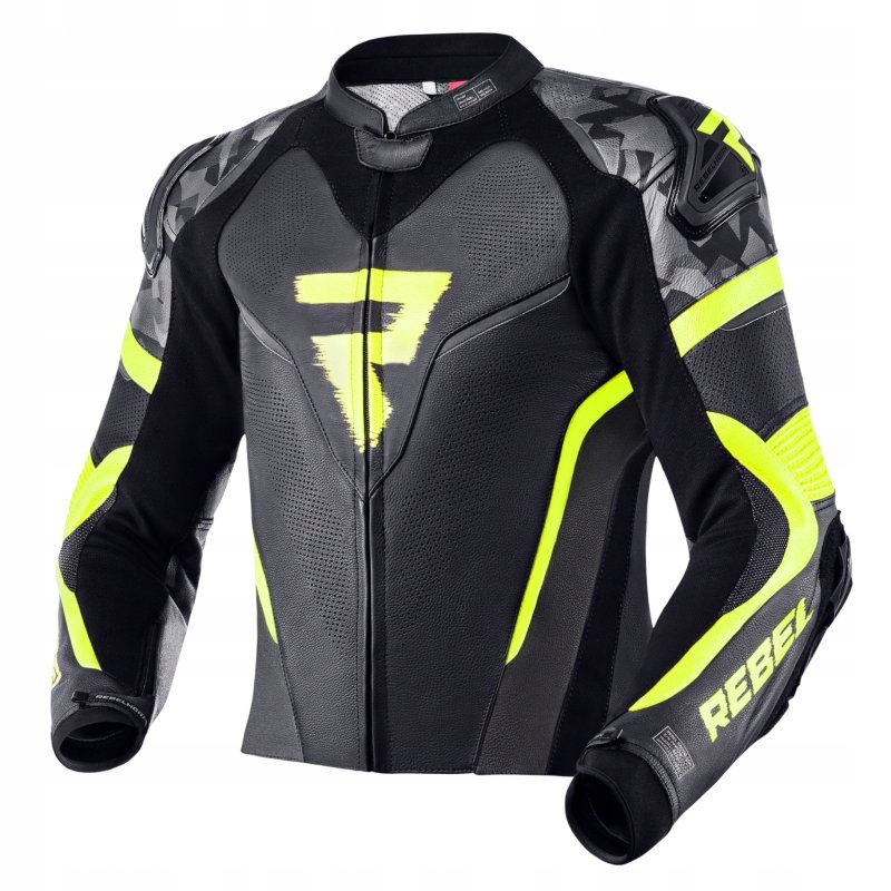 Kožená Bunda Rebelhorn Rebel Black/flo Yellow 50