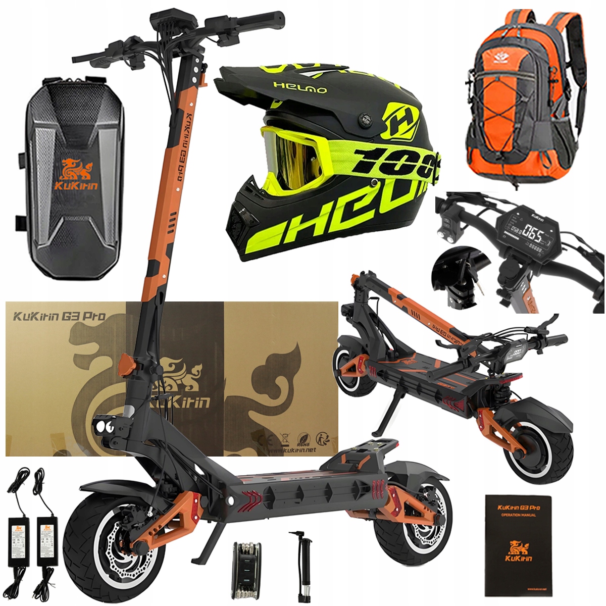 Składany pojazd elektryczny Kukirin G3 Pro 2400W 52V 23AH 65KM/H 80KM 10"PL