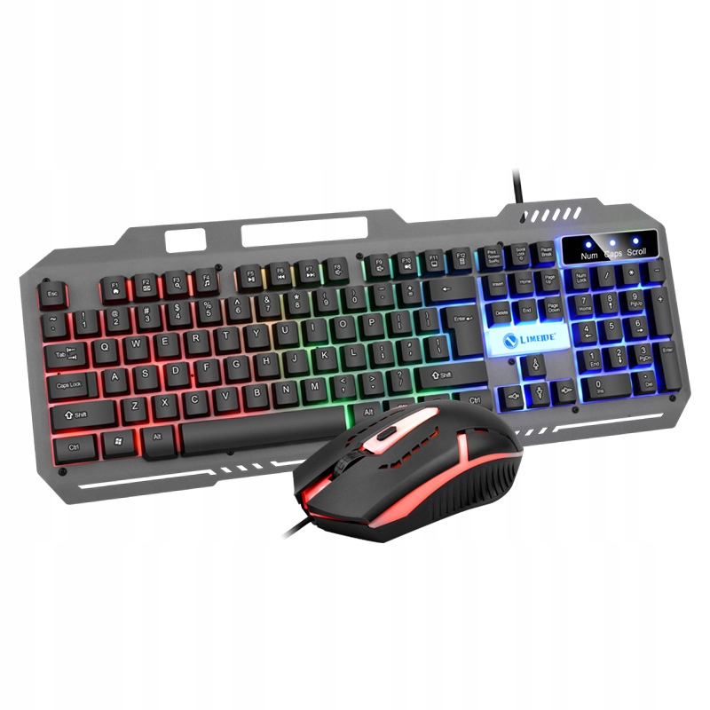 KLAWIATURA PODŚWIETLANA MEMBRANOWA LIMEIDE T25 DLA GRACZY LED RGB + MYSZ