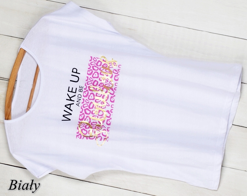 T74 T-SHIRT KOSZULKA POD SWETER ZŁOTY NAPIS M/L T74 Marka Modaistyl