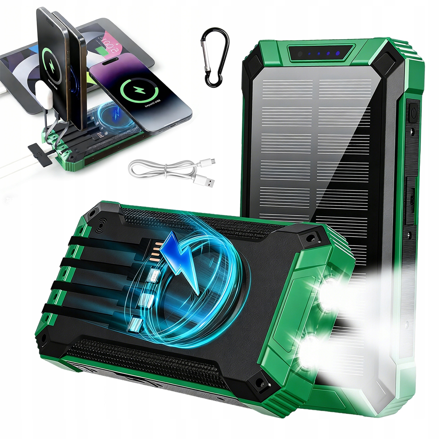 przenośne solarne dynamo awaryjne Latarka Powerbank 3000mAh