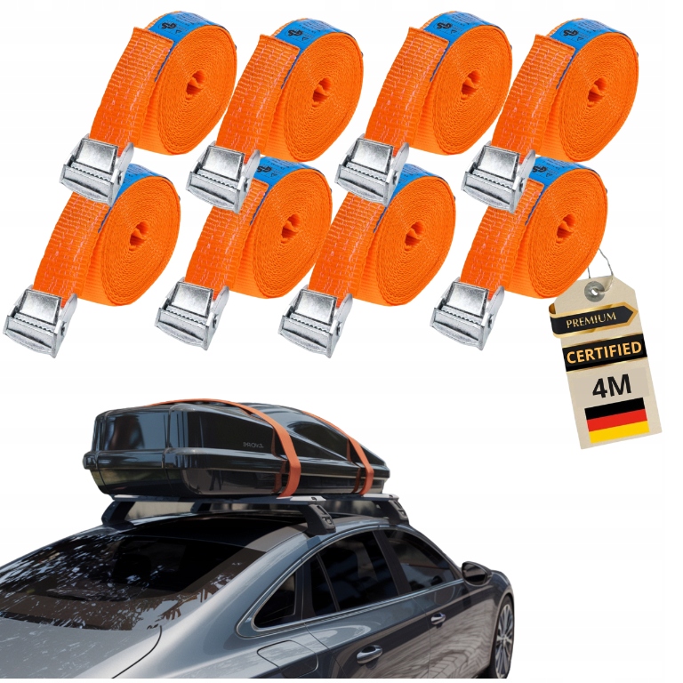 8x Pas transportowy zaciskowy do bagażu 250kg 4M Tuv wytrzymały