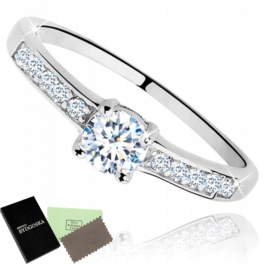 

Pierścionek srebrny 925 Rodowany Zaręczynowy