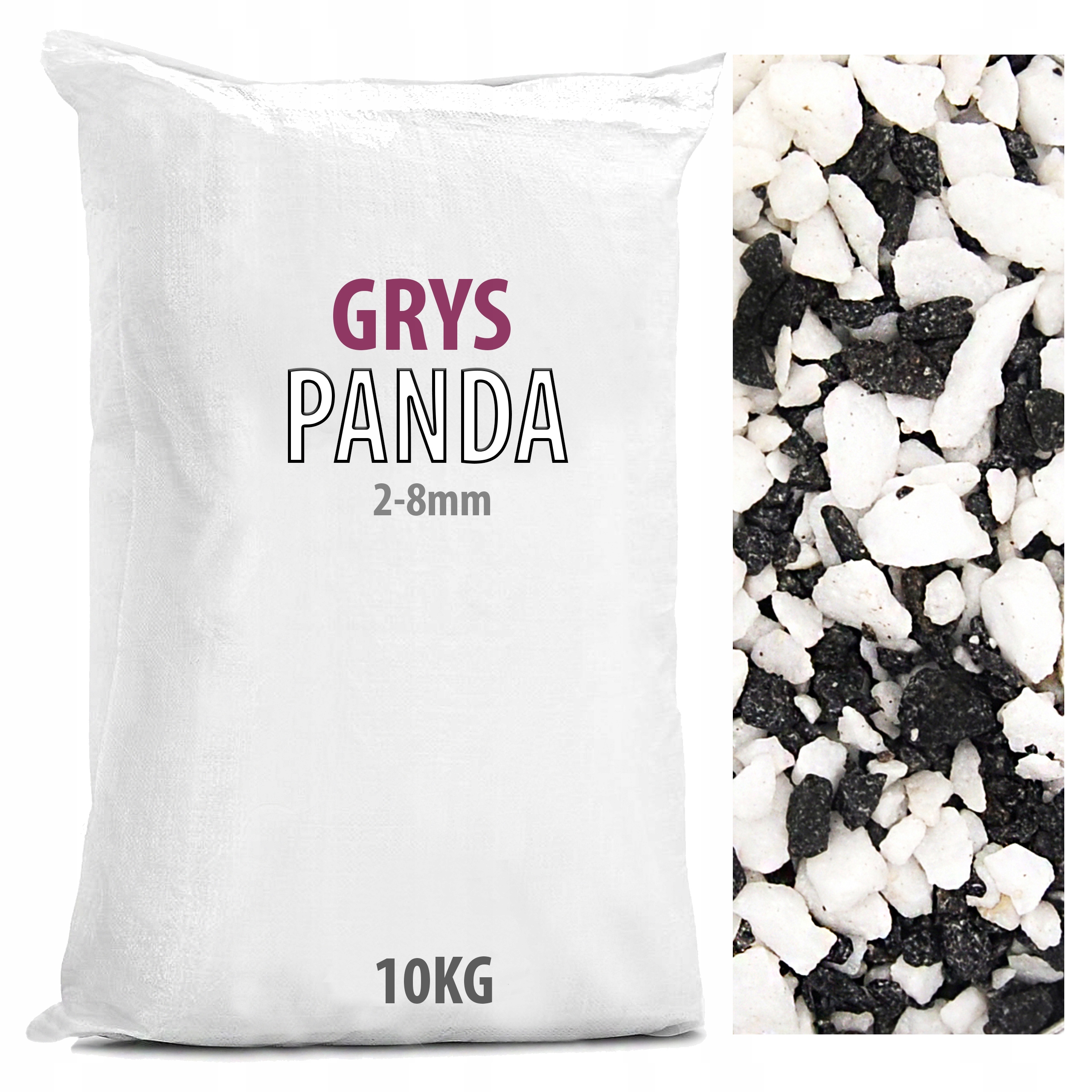 

Grys Ogrodowy Panda Czarno Biały Żwir 2-8mm 10KG