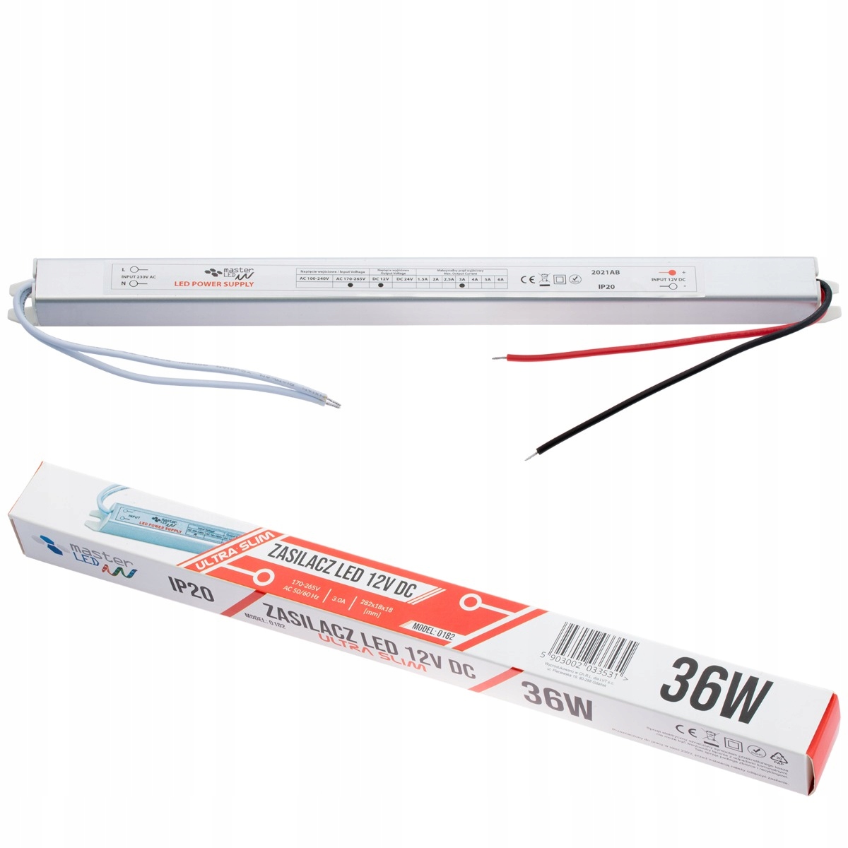 

Zasilacz Meblowy Led do Taśm 36W 12V DC 3A Slim