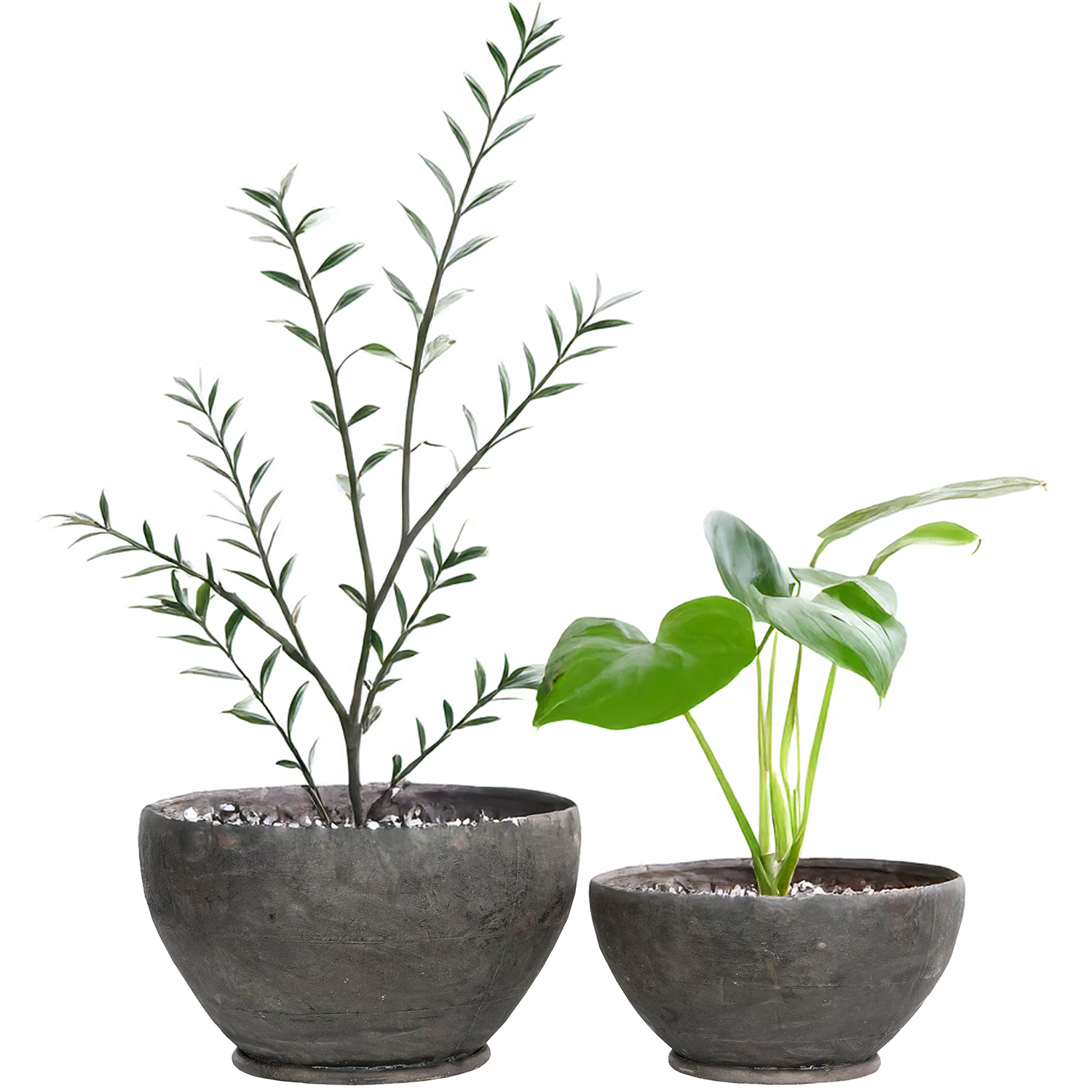 Kvetináč Veľký Na Bonsai 2 ks podlahový kovový loft okrúhly do obývačky