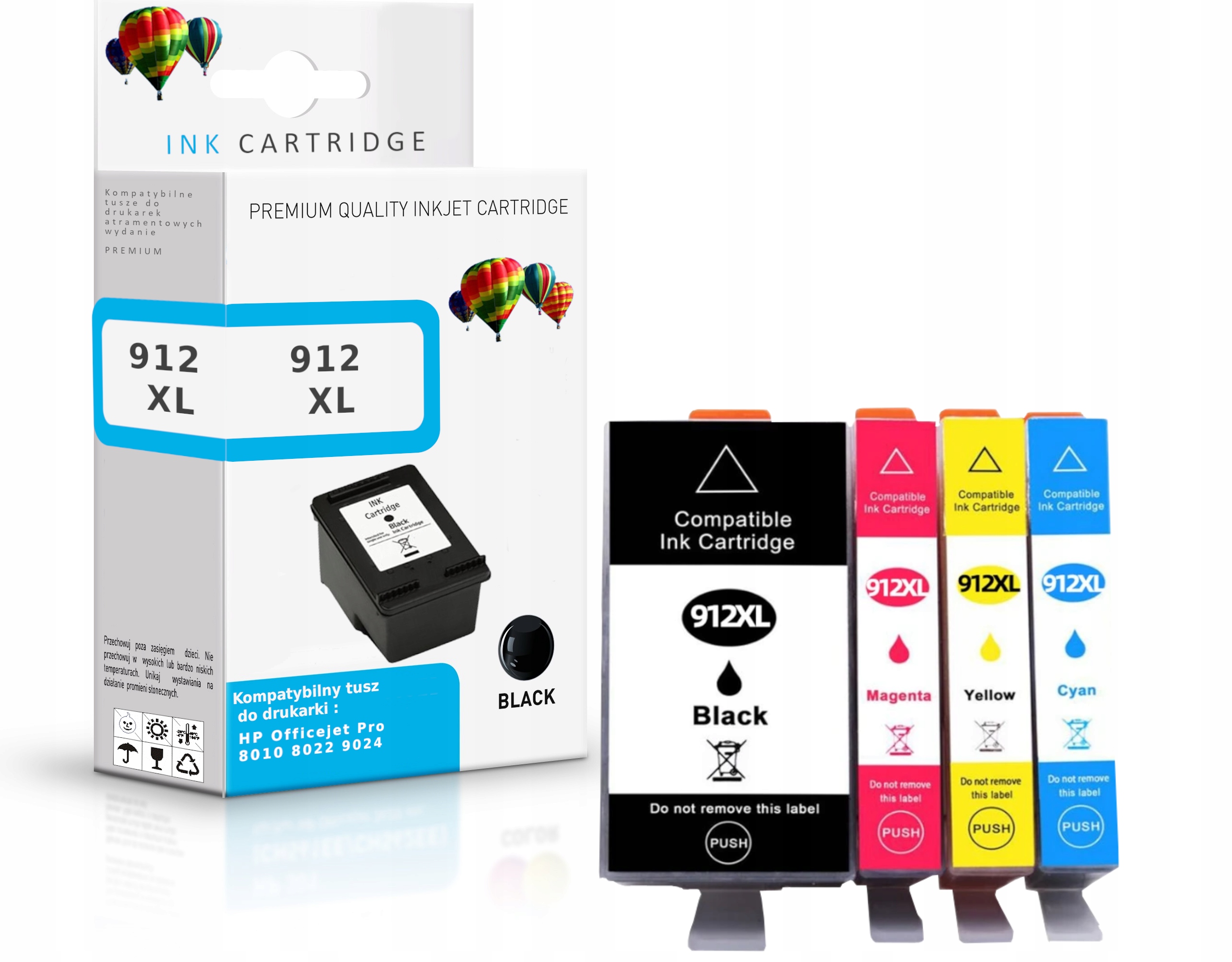 4x tusz 912 XL do hp Officejet pro 8012e 8023 8022e 8020 8014 drukarki Chip