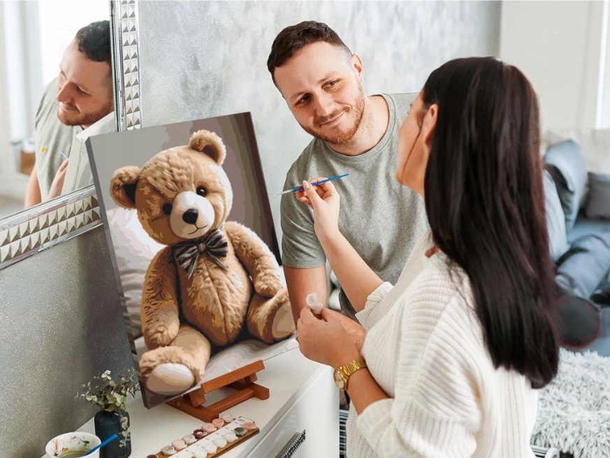 Malování Podle Čísel Dětský medvídek Medvěd hnědý pro děti 40x60 cm