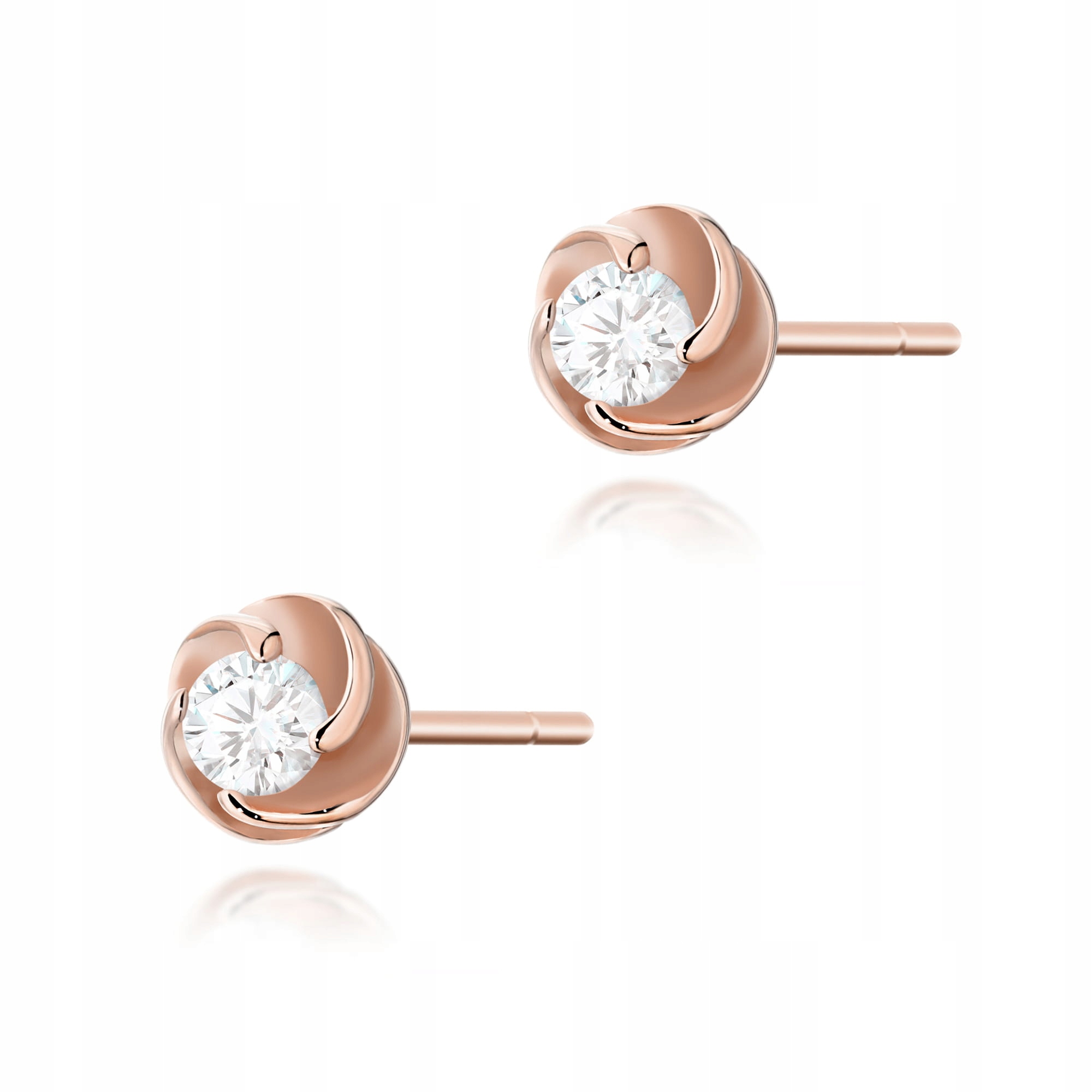 Náušnice na tyčinku z růžového zlata 585 s diamanty a brilianty 14kt tyčinka