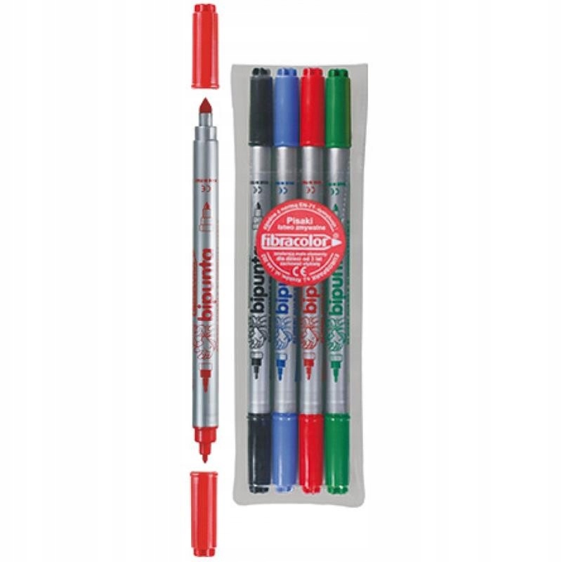 

Pisaki dwustronne Bipunta 4 kol. w etui Fibracolor