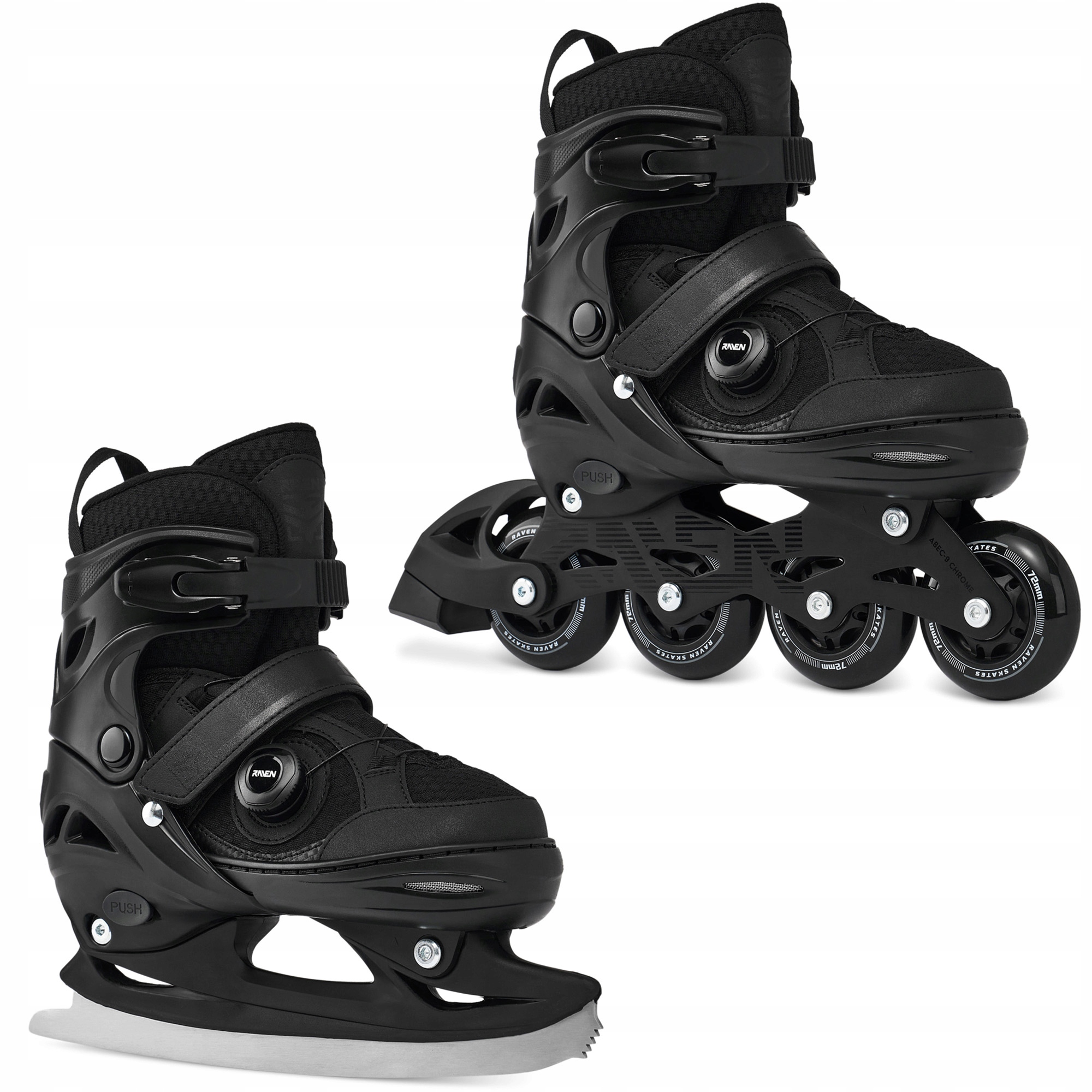 Rolki Łyżwy figurowe 2w1 Regulowane Raven Oxen Pro Black 42-45