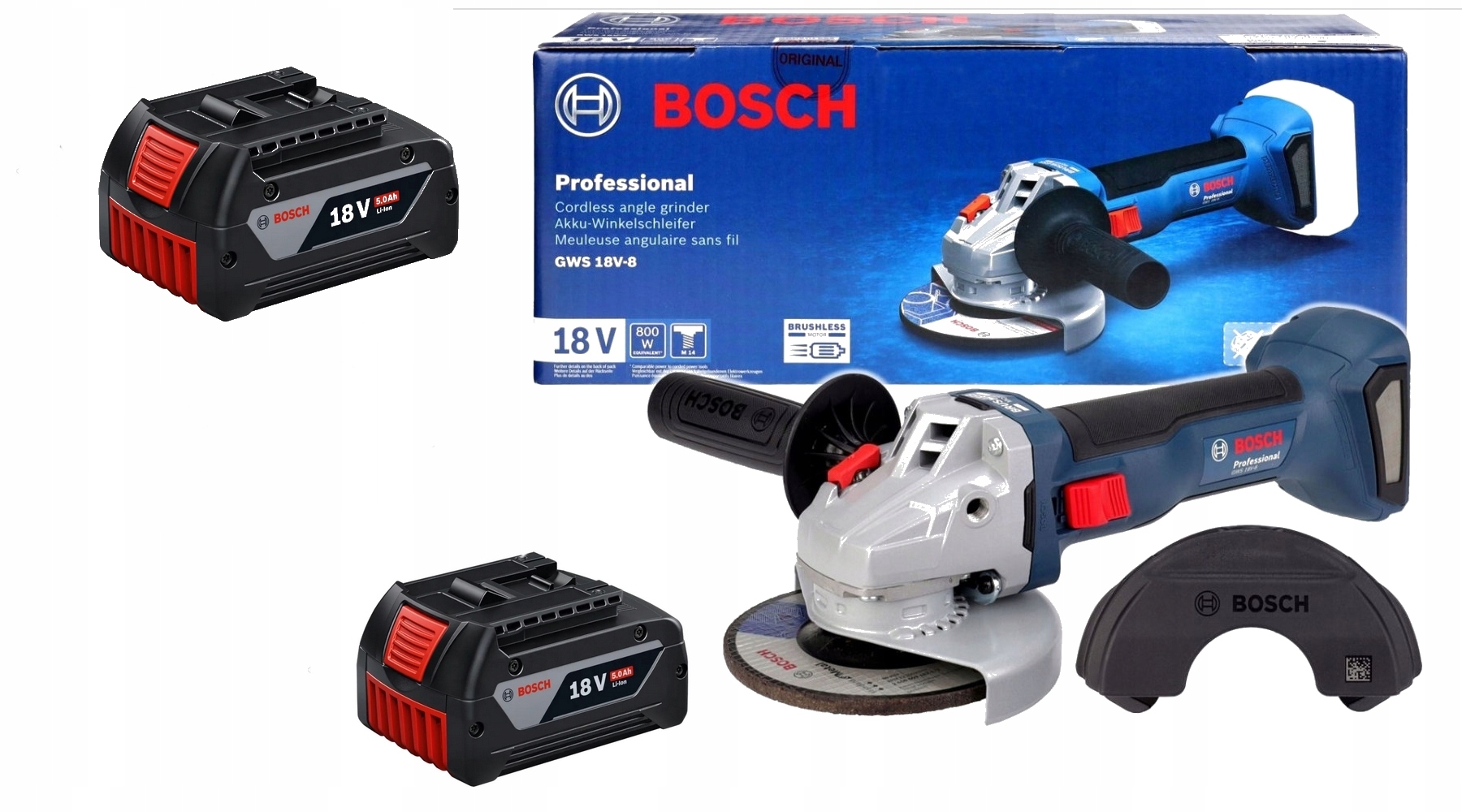 Bosch Gws 18V-8 Akum.Szlifierka Piła Kątowa 06019N9000+ 2xAKU.5 Ah