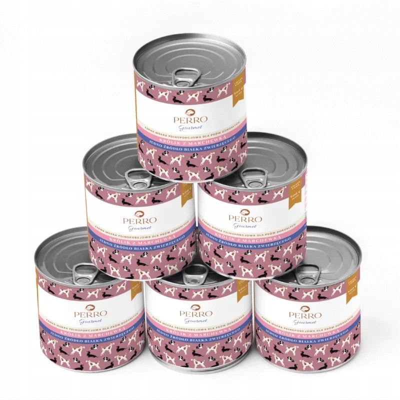Perro Gourmet Monoproteinové Krmivo Vlhký králík s mrkví pro psa 6x800 g