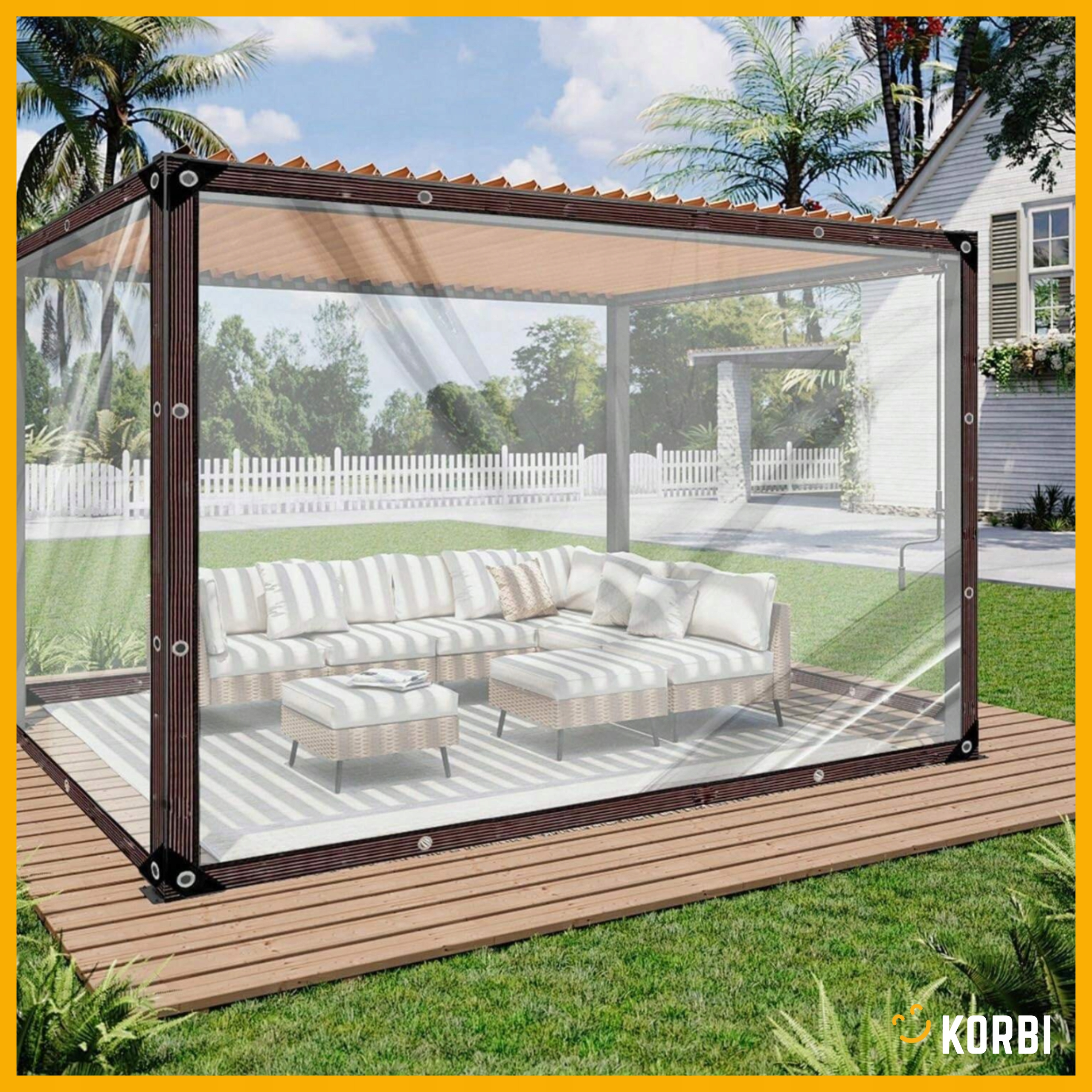 PLANDEKA OGRODOWA TARASOWA WODOODPORNA FOLIA OSŁONA TARP PRZEZROCZYSTA 3x3m Szerokość 3 m