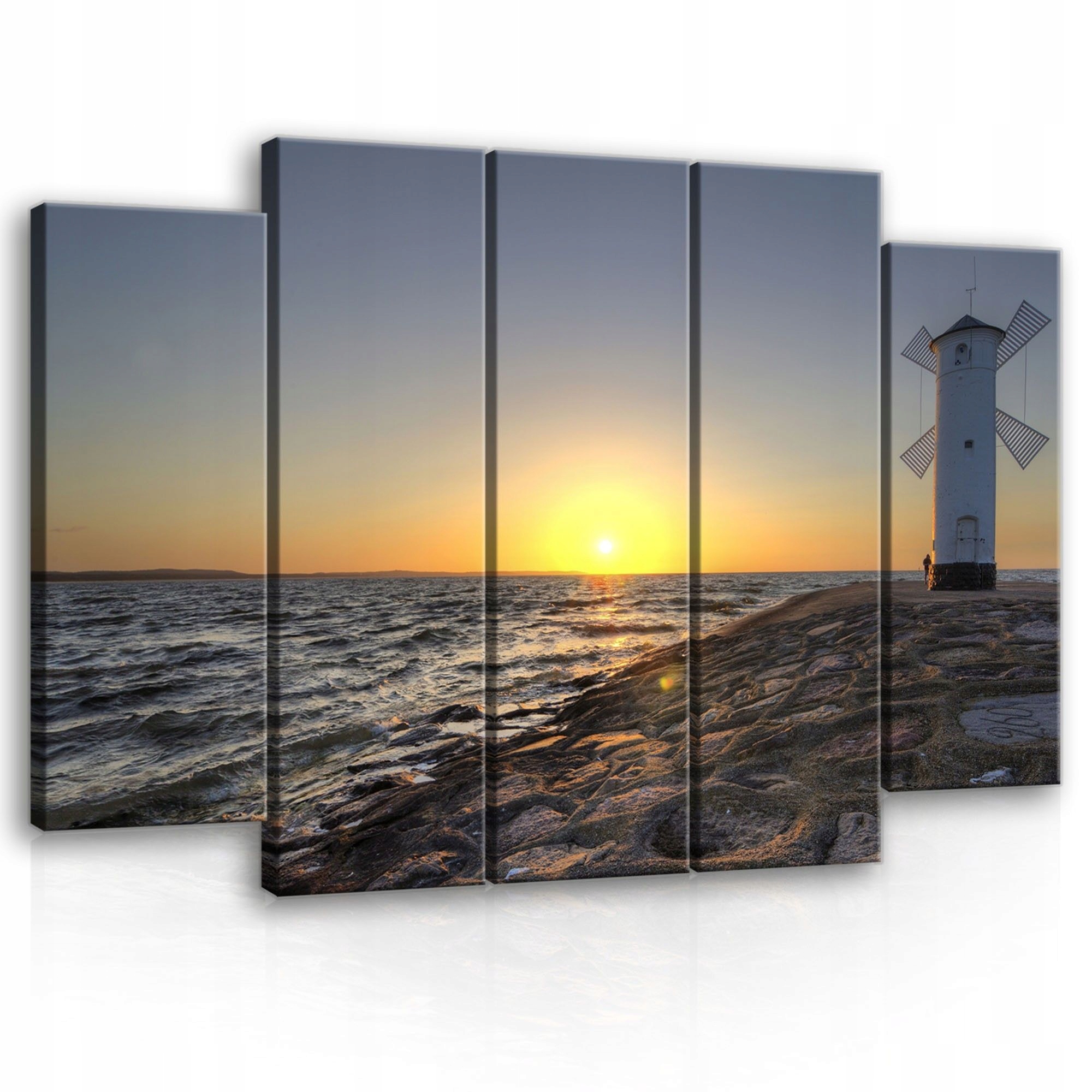 Obraz 150x100 Morská krajina západ slnka more vlny kamene pobrežie