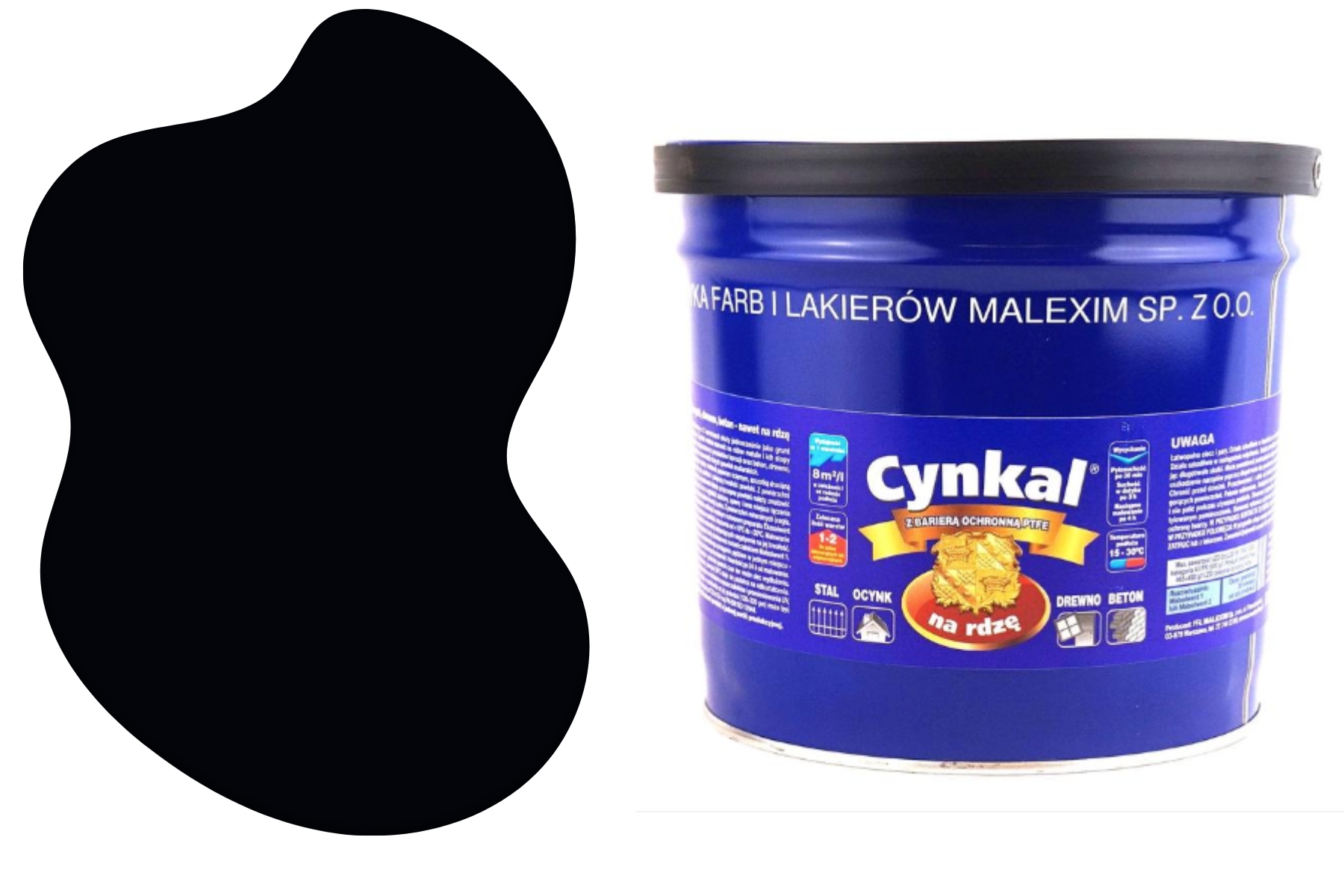 Emalia akrylowa Cynkal 2,5 l czarny ral 9005 połysk gruntoemalia