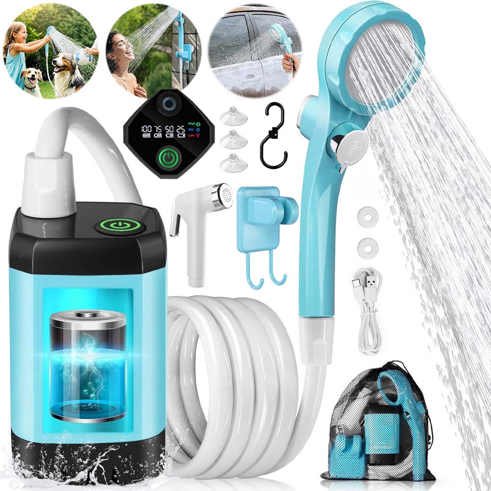 Přenosná Turistická Sprcha Kempování Cestování Akumulátor 6000 Mah