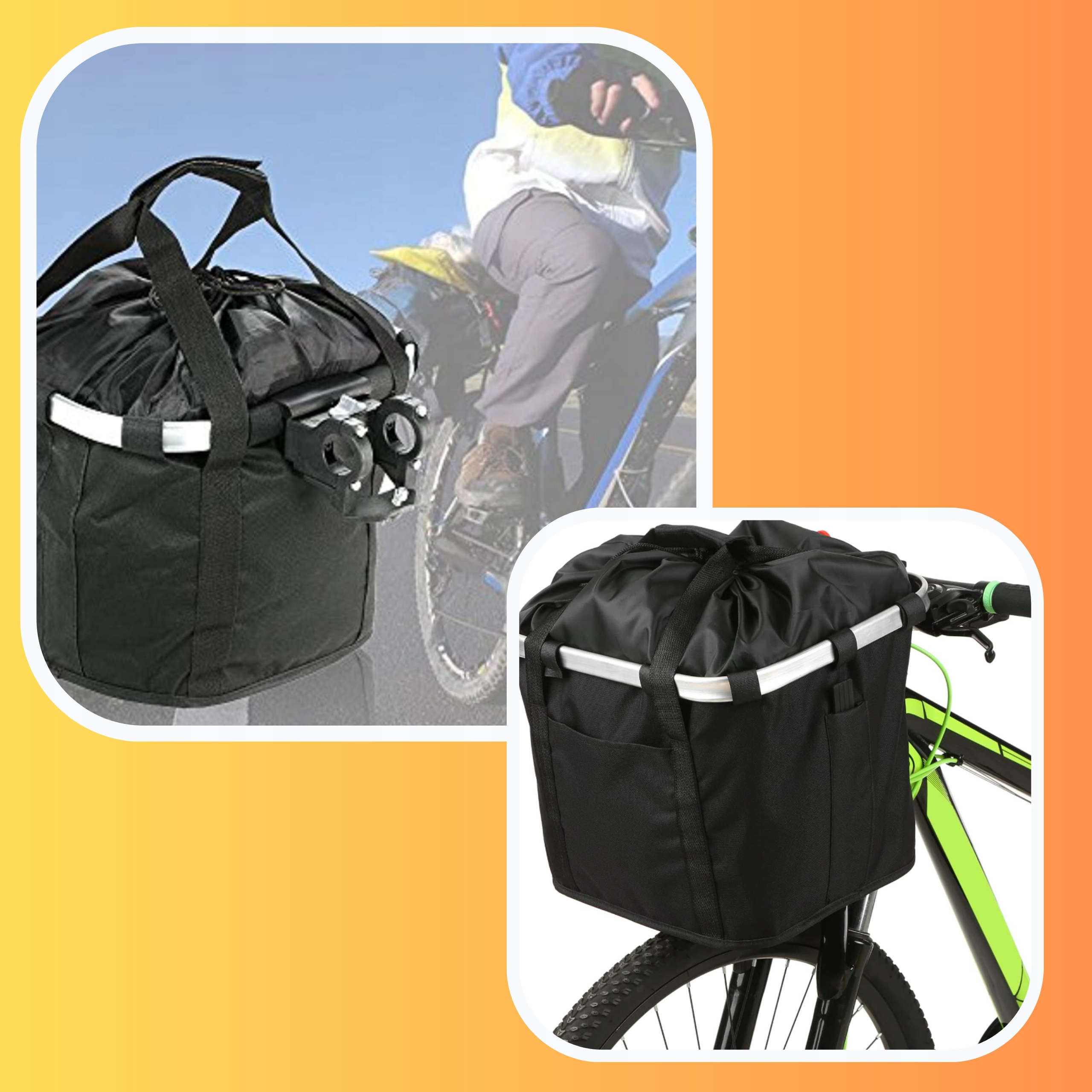 KOSZ ROWEROWY PRZEDNI CZARNY UCHWYT SAKWA TORBA Rodzaj przedni