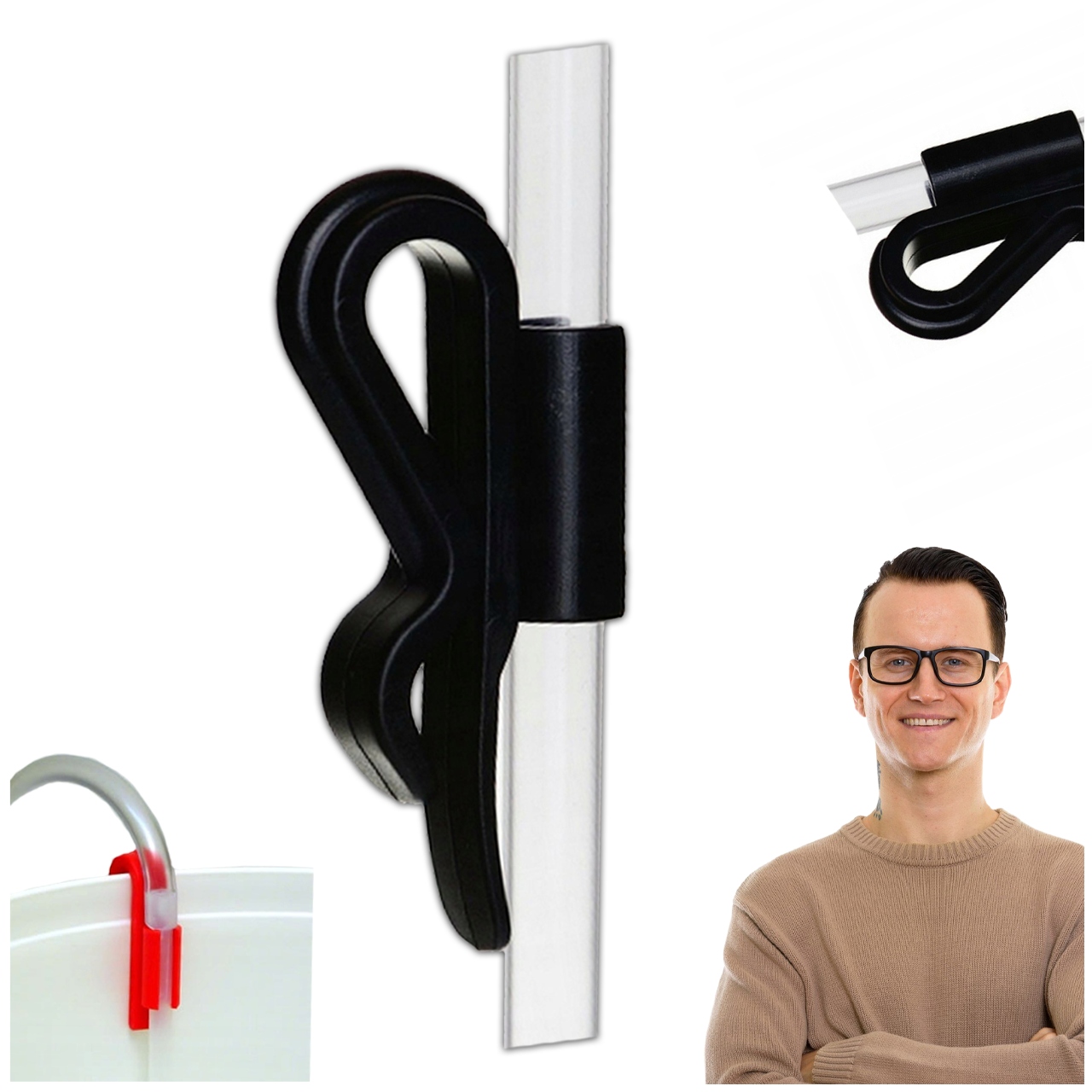 Klips MINI zacisk na rurkę wężyk do średnic 10 mm wiadra uchwyt do wężyka