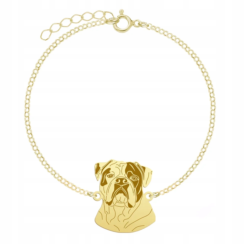 Zlatý náramek Americký buldoček 925 Dárek Řetízek Gravírování Bonus