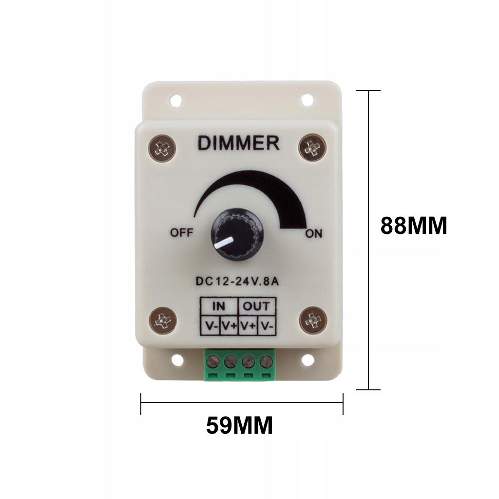ŚCIEMNIACZ LED MANUALNY TAŚM LED 12V 24V DIMMER 8A MONO Napięcie (V) 12V DC