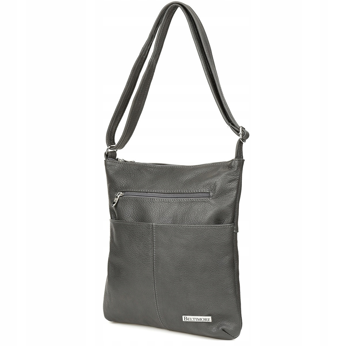 Šedá kožená kabelka přes rameno dámská kabelka přes rameno Beltimore 934
