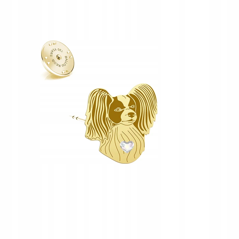 Odznak s psem Papillon 925 Šperky Žena Dárek Pin Dedikace