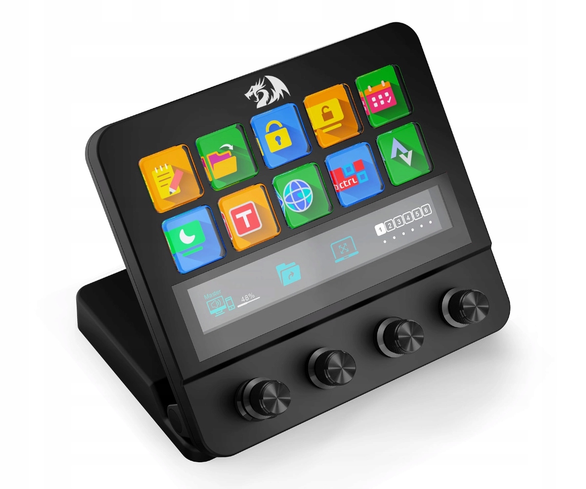 2× Panel streamingowy Redragon Ragnaros SS-552 10 przycisków LCD / 4 pokrętła