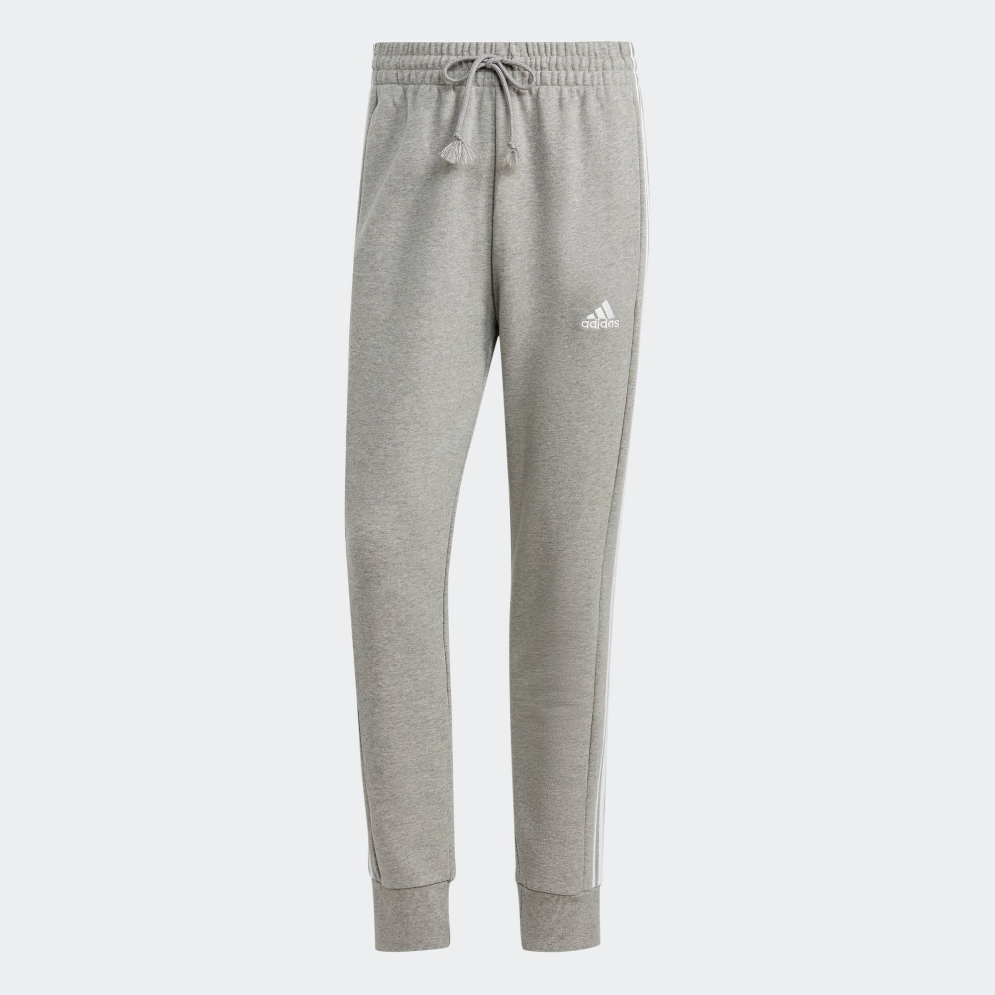 Adidas Pánské bavlněné teplákové kalhoty se stahovací šňůrkou Šedé IC9407 Vel. XL