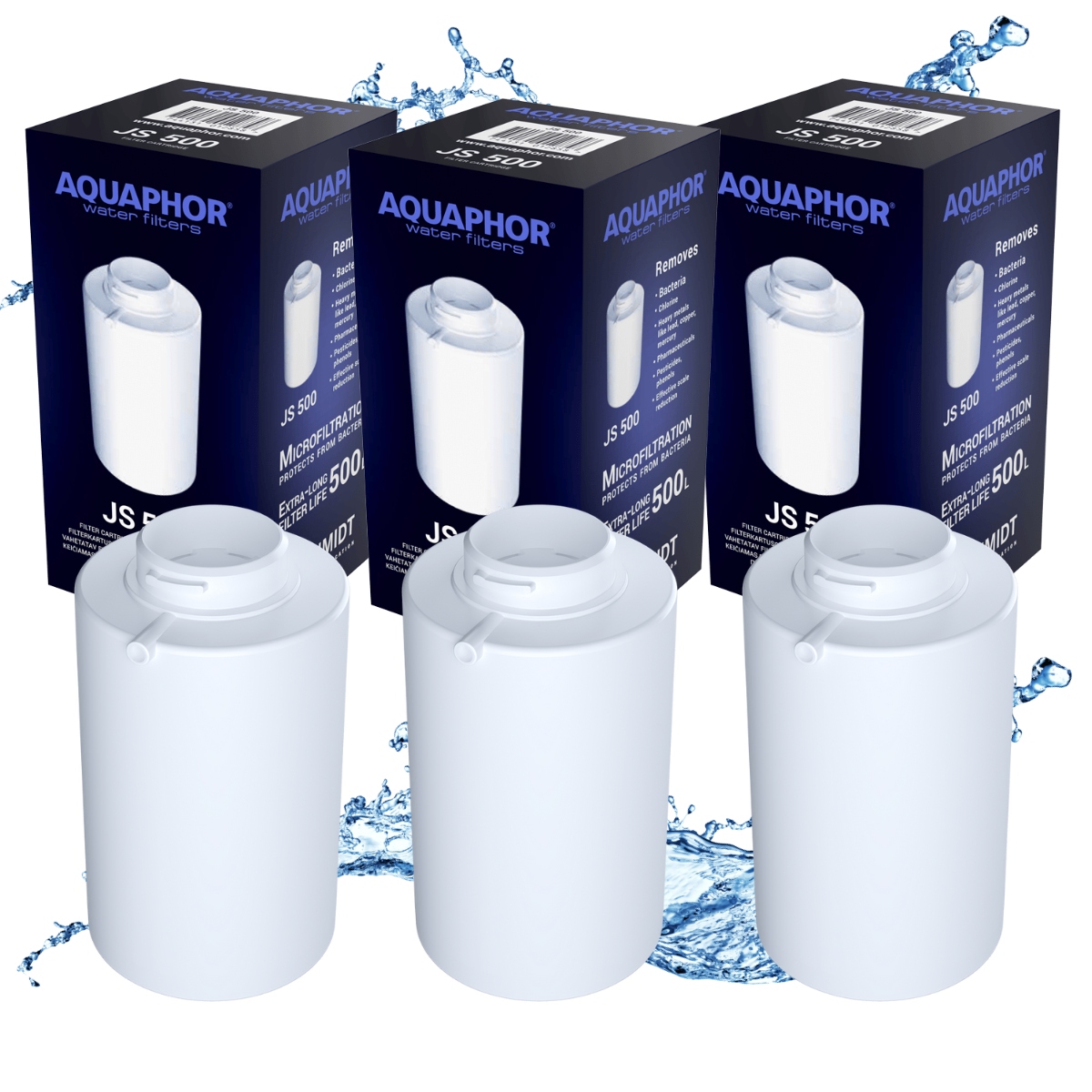 Zestaw trzech wkładów filtrujących JS500 do dzbanka Aquaphor Shmidt 500