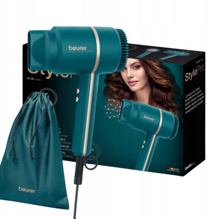 Suszarka Do Włosów Beurer Hc 35 Mała Turystyczna 3 Stopnie Nadmuchu Led