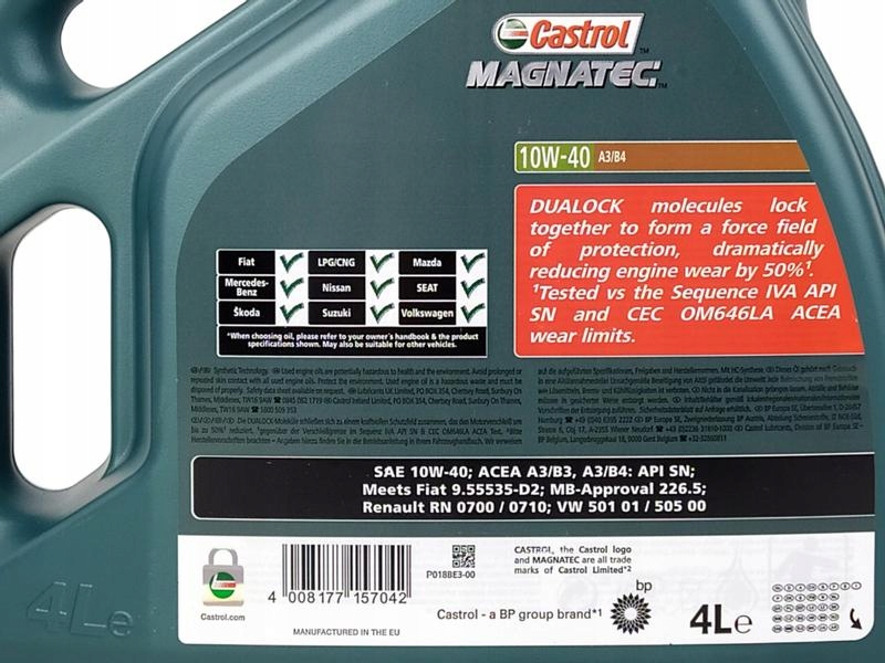 CASTROL MAGNATEC 10W40 SL/CF A3/B3 A3/B4 8L Model Magnatec DualLock