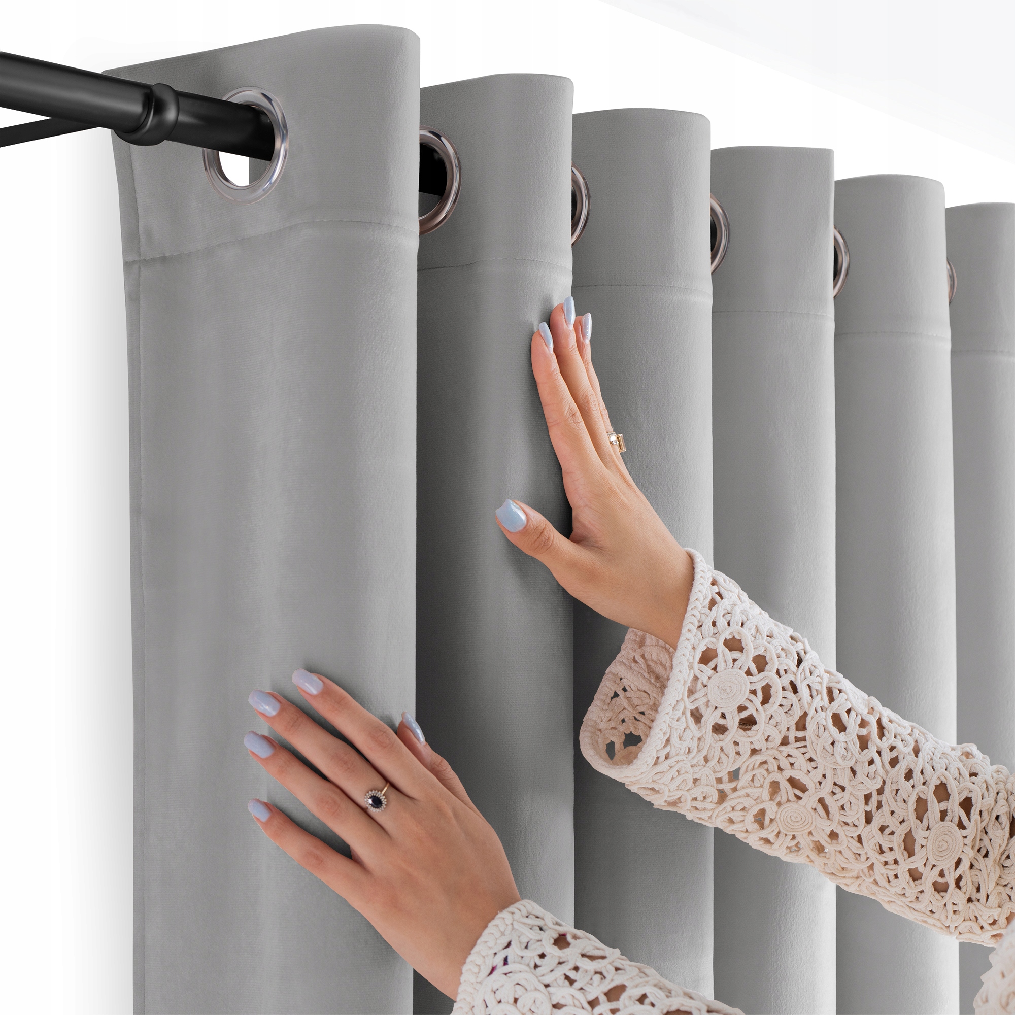 Filumi Záves velvetový velúr Strieborné priechodky Svetlo Šedý 200x250