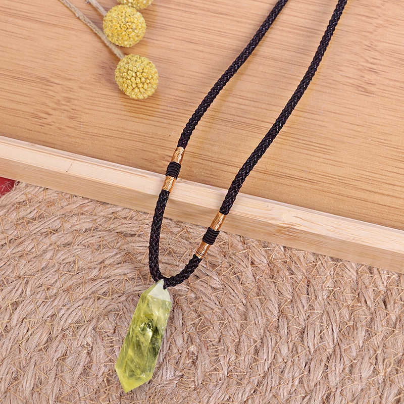 NASZYJNIK CYTRYN NATURALNY MĘSKI DAMSKI Z KAMIENIEM SZCZĘŚCIA WISIOREK Cechy występuje w komplecie