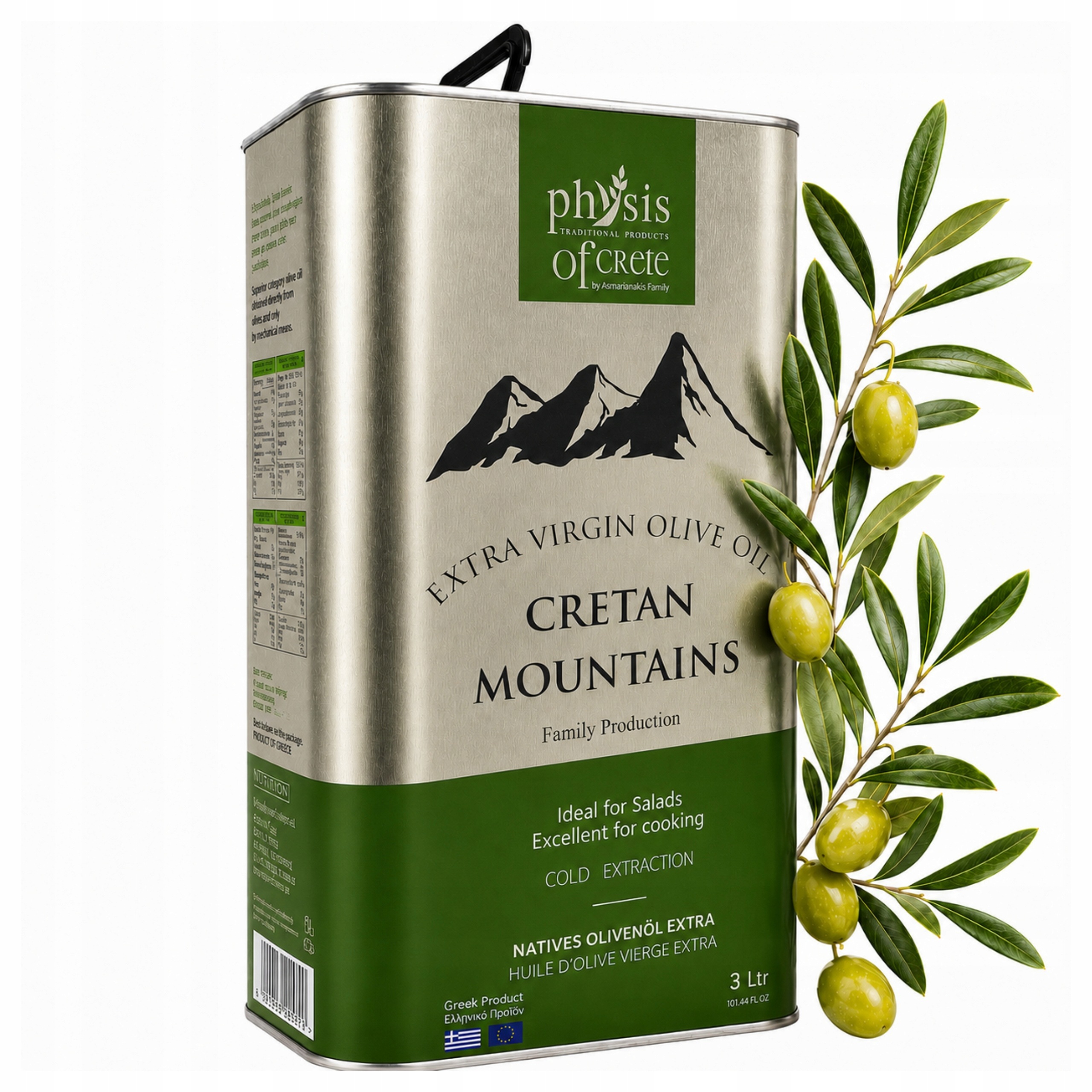 Extra panenský řecký olivový olej 3 l Cretan Mountains koroneiki Physis