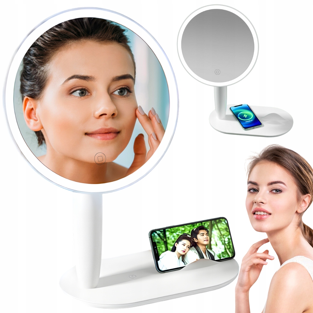 Lusterko Do Makijażu Lustro Kosmetyczne Stojące Podświetlane Z Podstawą