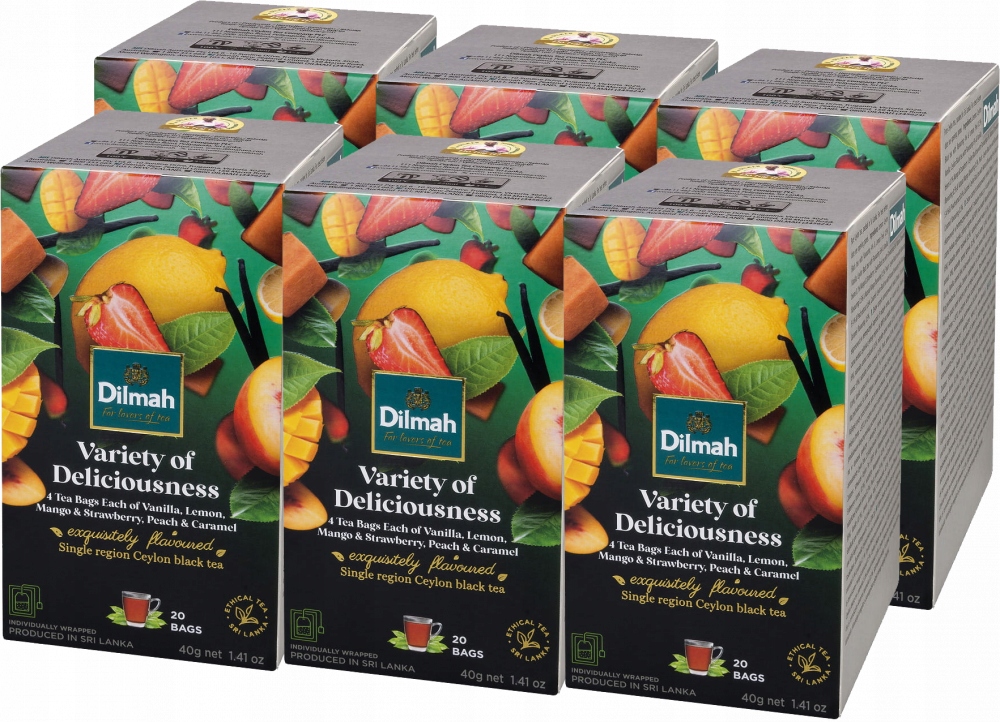 Zestaw herbat w kopertach Dilmah Variety of Fun Teas 5 smaków 20szt x6