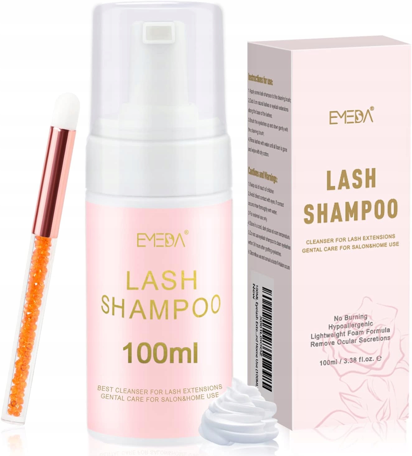 Emeda Šampon na prodlužování řas 100 ml s pěnovým kartáčkem bez parabenů
