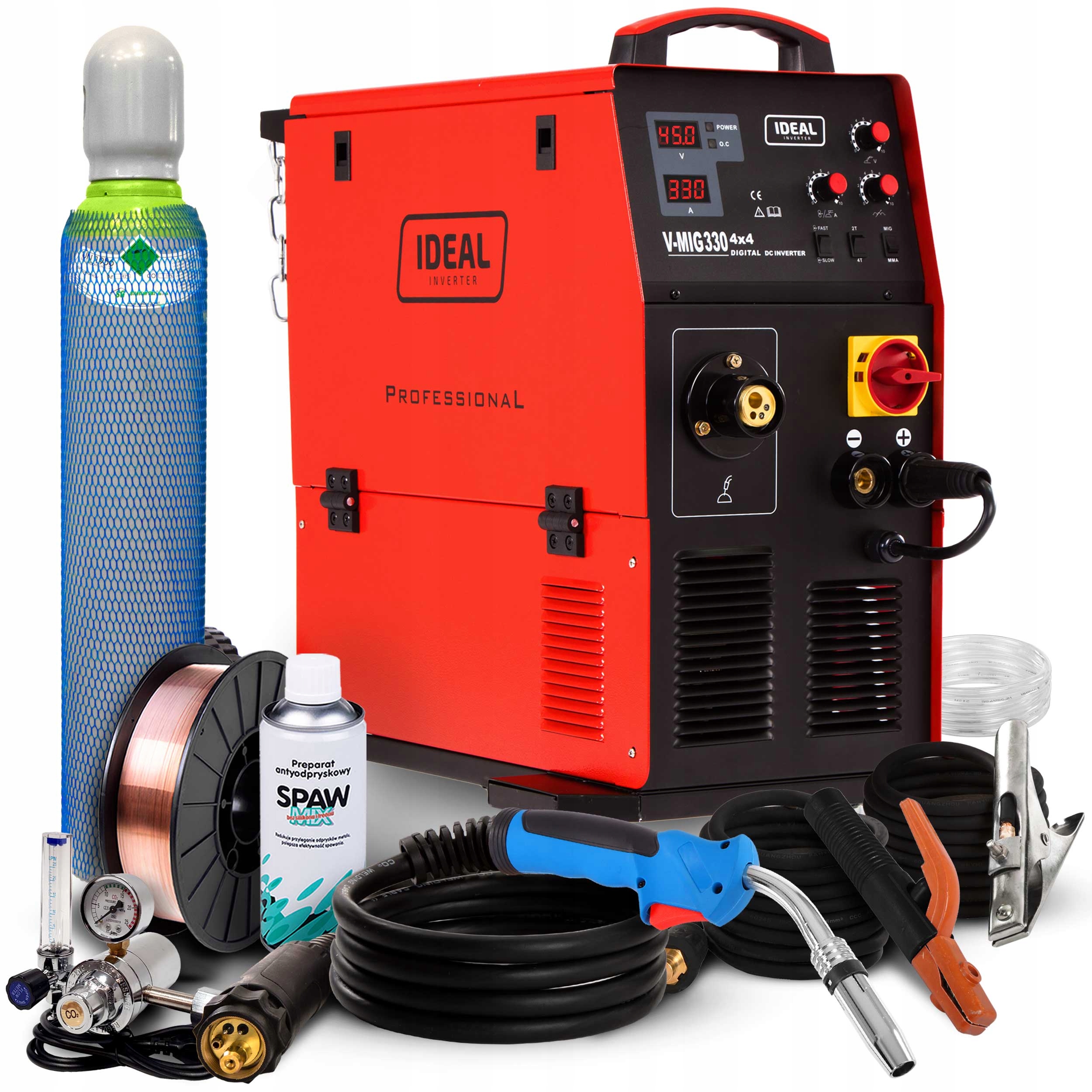 Invertorová Svářečka Invertorová Ideal Mig 330 4X4 Mma Alu Lutosvařování 400V