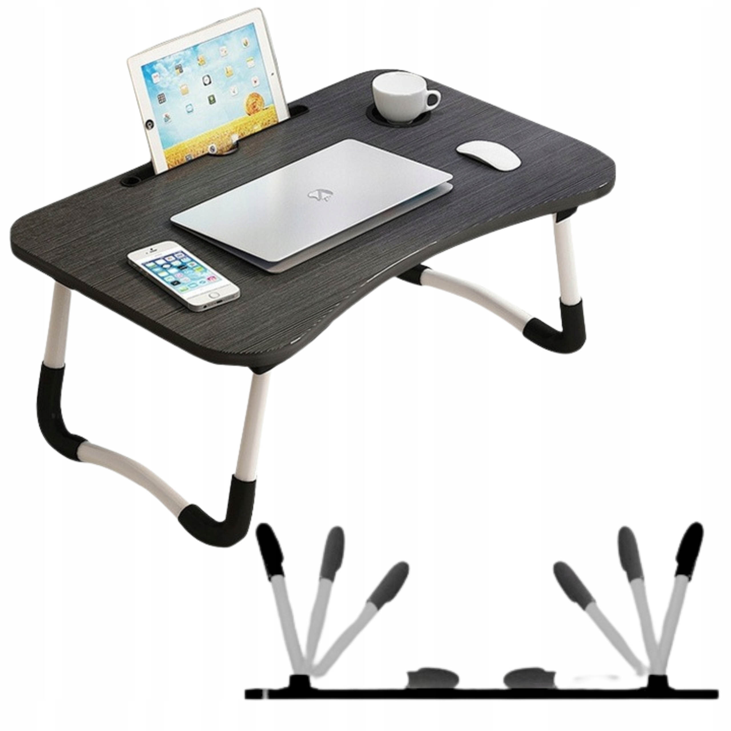 STOLIK POD LAPTOPA DO ŁÓŻKA TACA PODSTAWKA SKŁADANY REGULOWANY 55.5×32.5cm