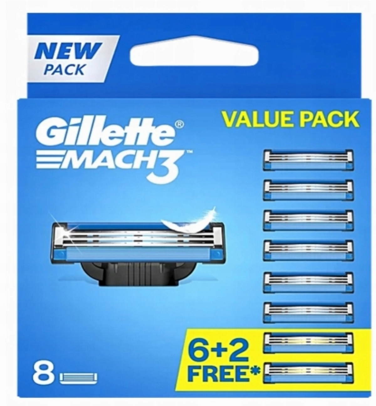 Gillette Mach3 Wkłady Ostrza Wymienne ( 8 sztuk )