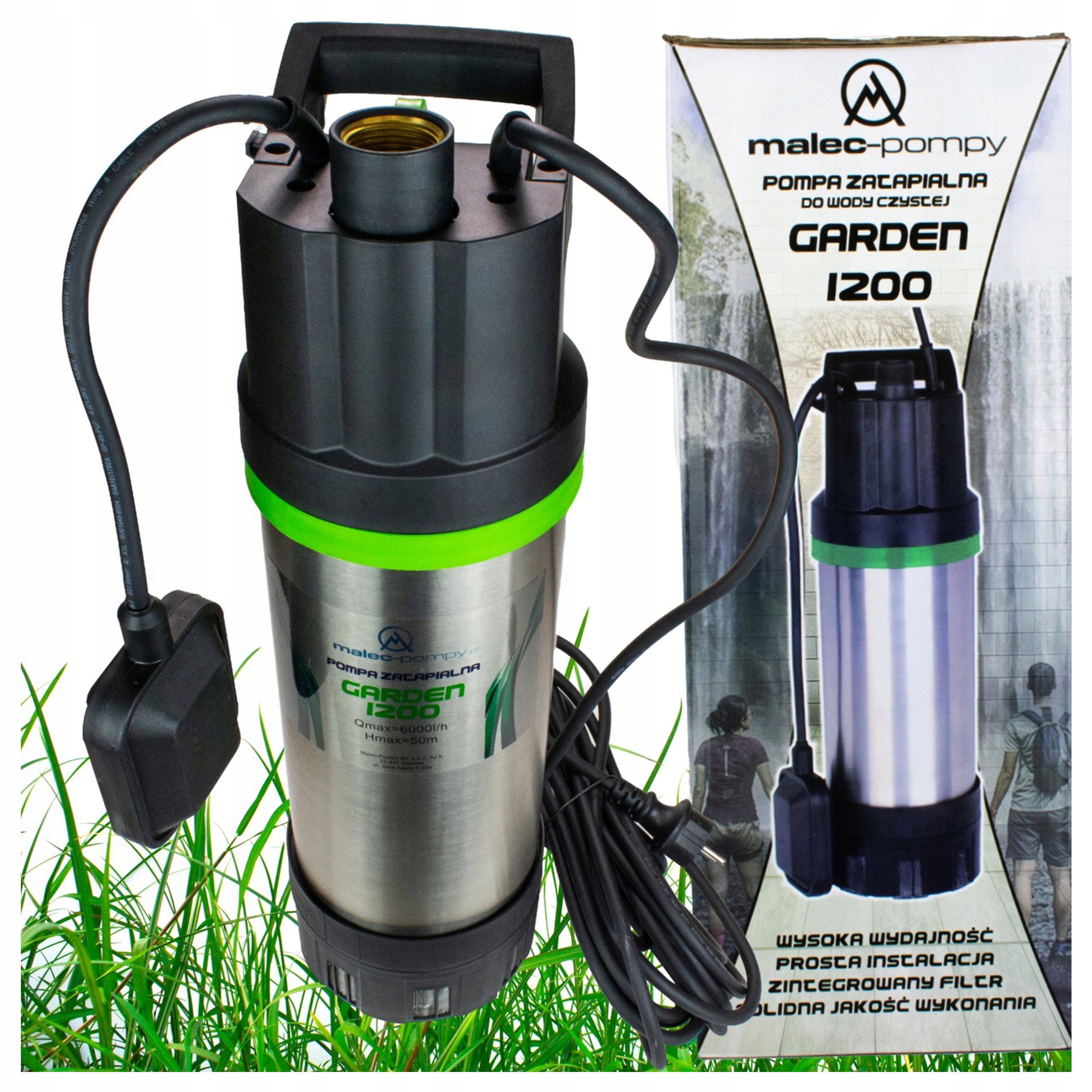 Pompa Do Wody Zatapialna Nawadniania 6000 l/h Pływak Sterujący Filtr