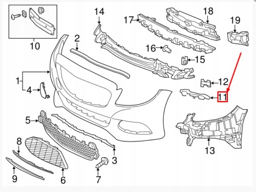 MERCEDES C-klasa W205 prawy slizg zderzak przedni Stan opakowania oryginalne