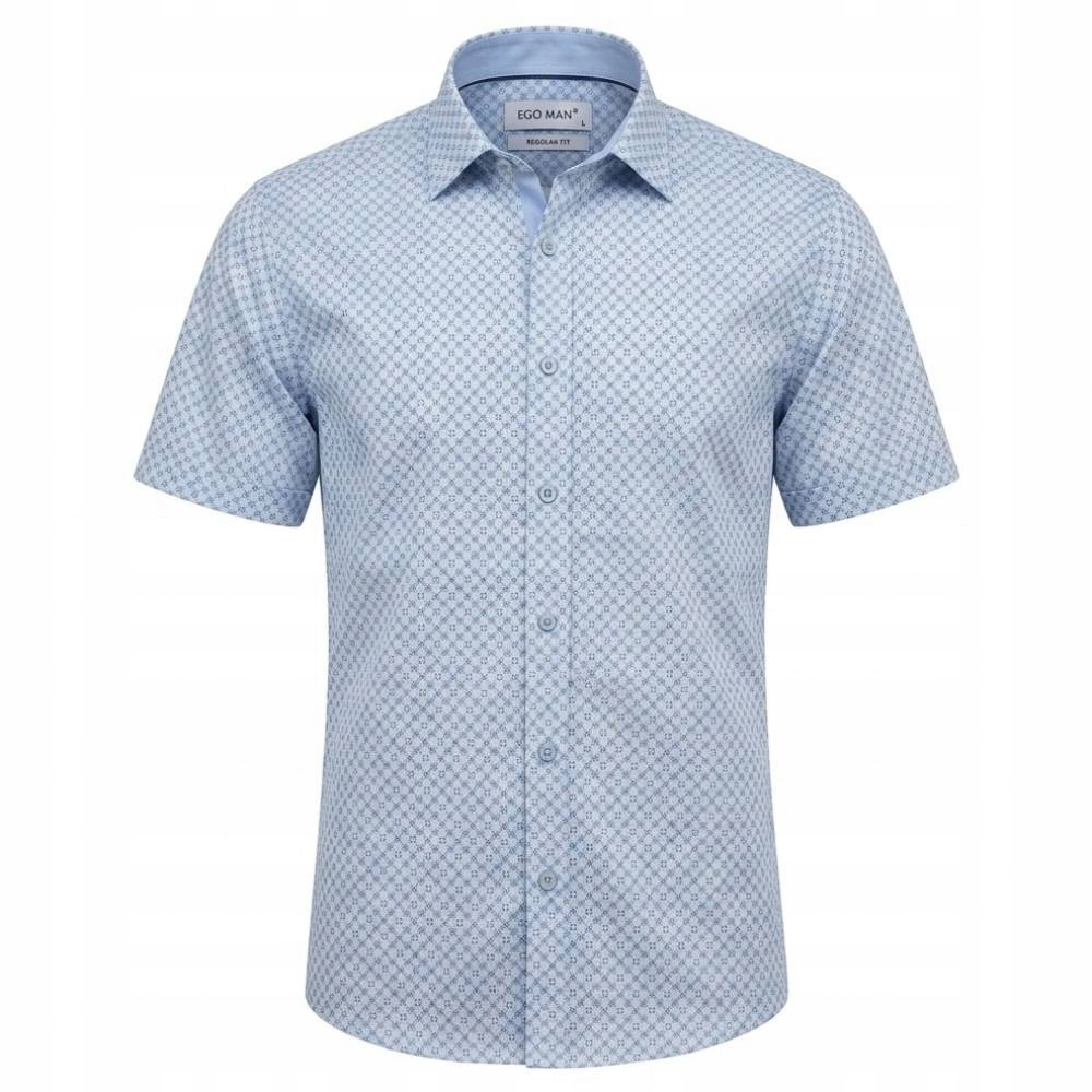 Ego Man košile pánská RE306-04 regular fit krátký rukáv M světle modrá