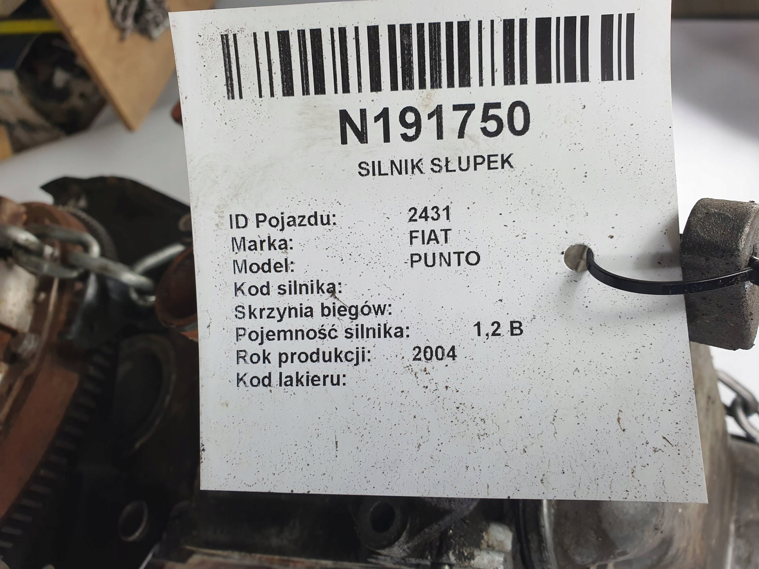 engine pillar 188A4000 1.2 59 KM FIAT PUNTO