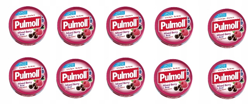 10 x 45 g Pulmoll Mixed Berry bonbóny pastilky bez cukru Karton