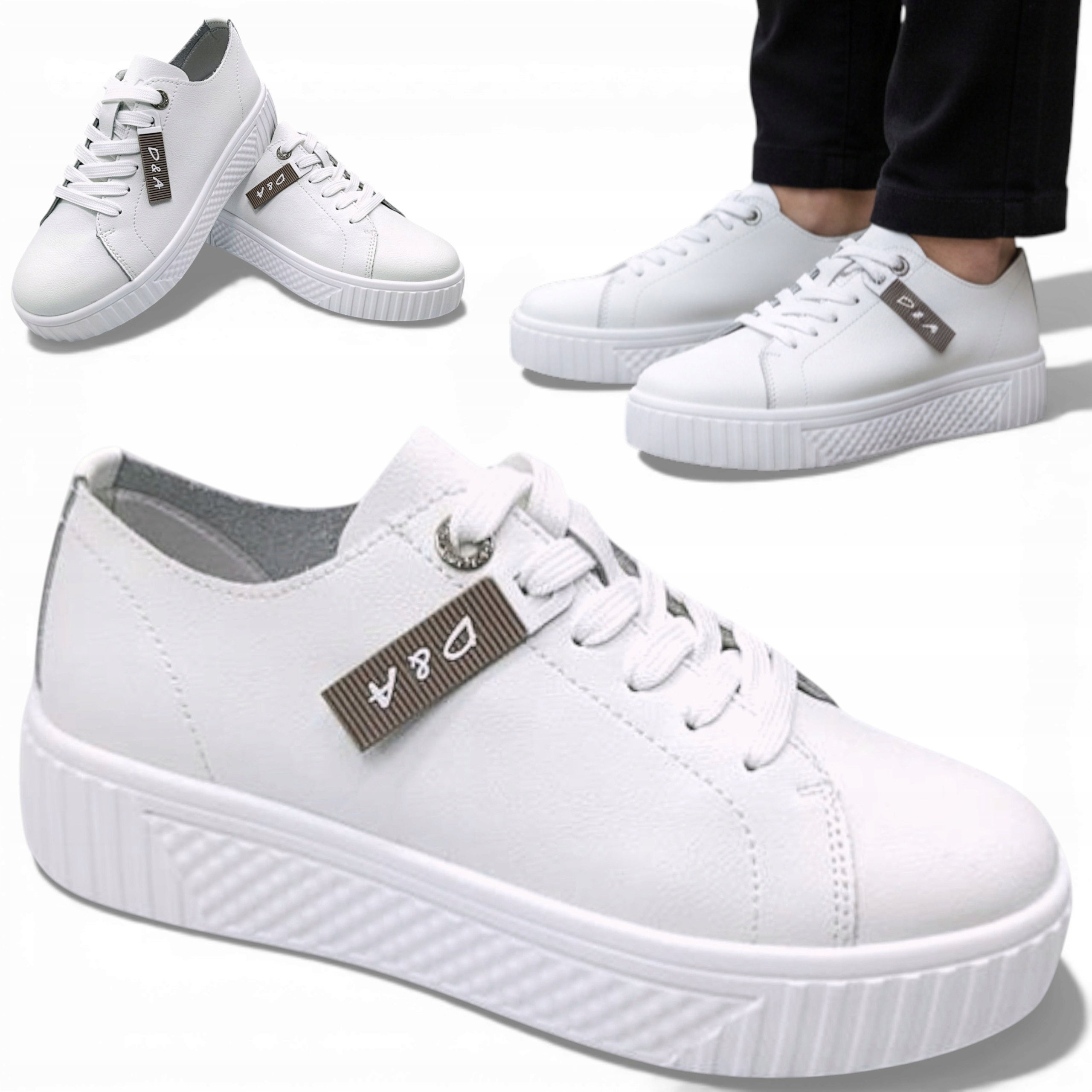 41 Dámské tenisky Z Přírodní Kůže Šněrovací Silná podrážka Módní Barski