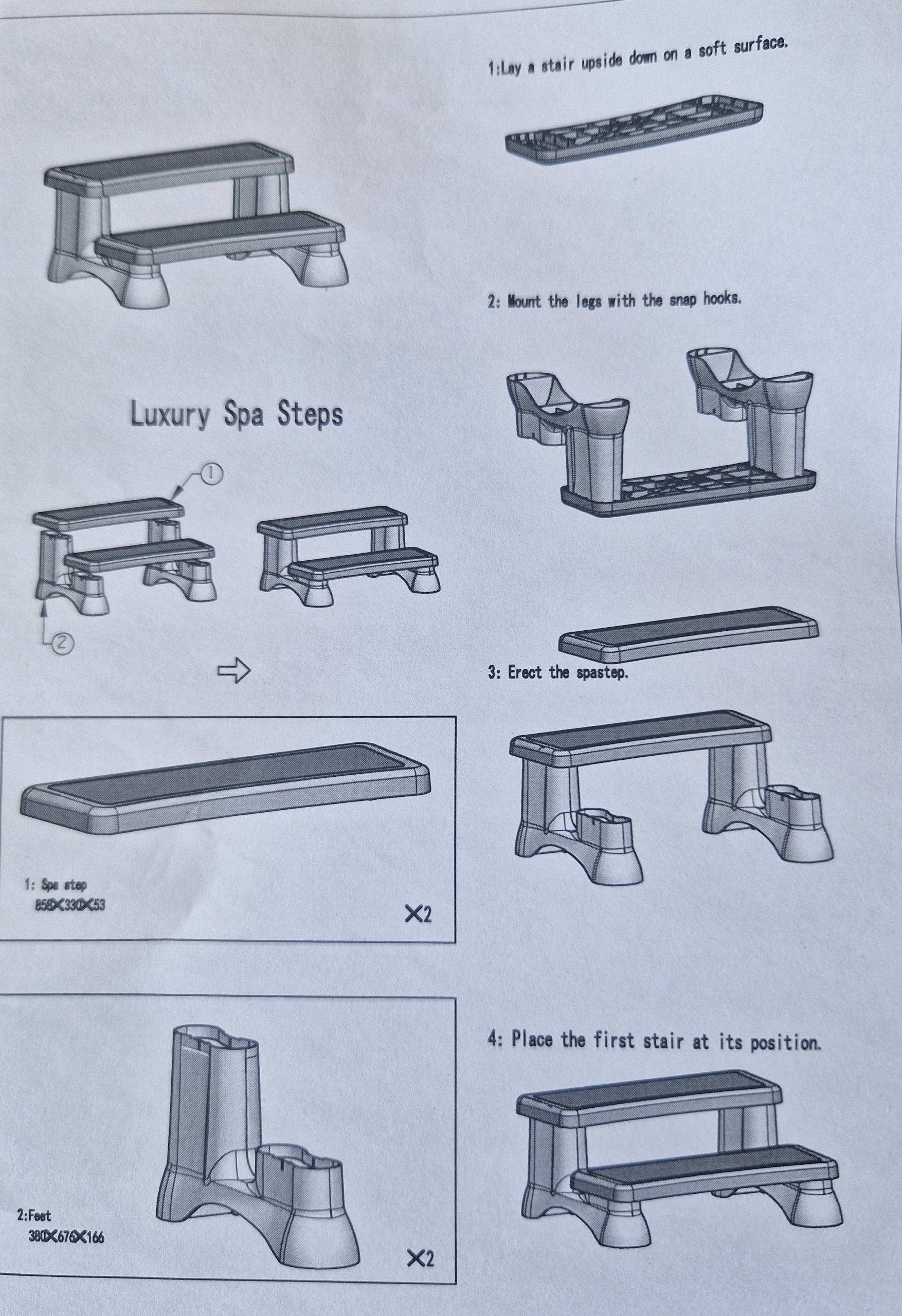 Schodki schody do jacuzzi 90x65x42 Rodzaj inny