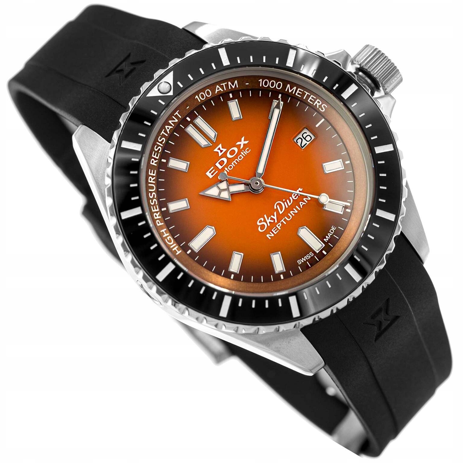 Pánské Hodinky Edox 80120 3NCA Odn Skydiver 1000M Na Řemínku, Černé, Datumovka