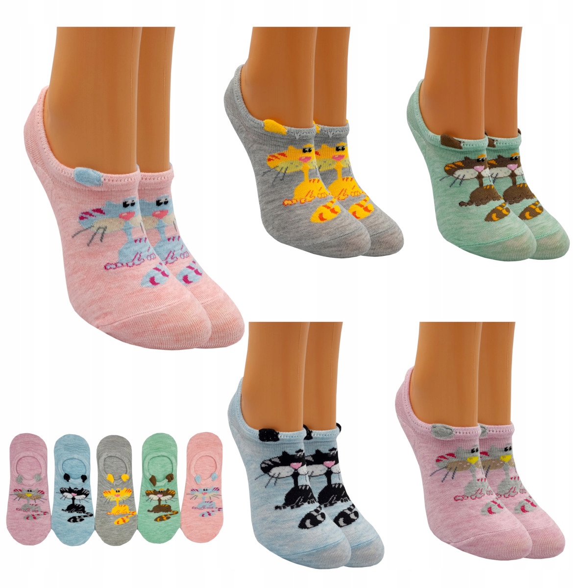 

Skarpety Damskie Stopki Kolorowe Koty 5 Pak